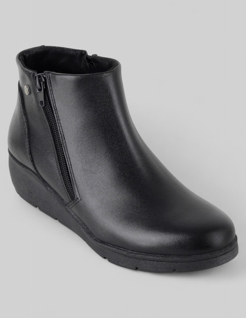 Botín con cuña Exterior Piel Color Negro Para Mujer De RBCOLLECTION