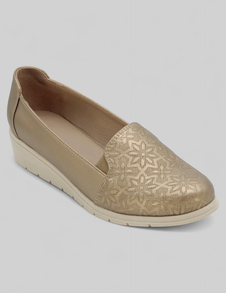 Mocasines Exterior Piel vegana Color Dorado Para Mujer De RBCOLLECTION