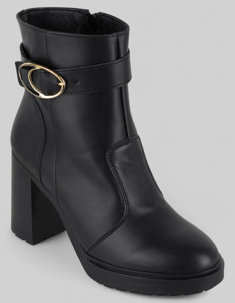 Botín con tacón Exterior Piel vegana Color Negro Para Mujer De RBCOLLECTION