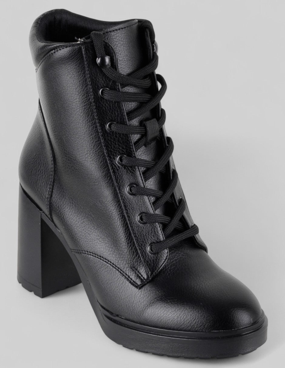 Botín con tacón Exterior Piel vegana Color Negro Para Mujer De RBCOLLECTION