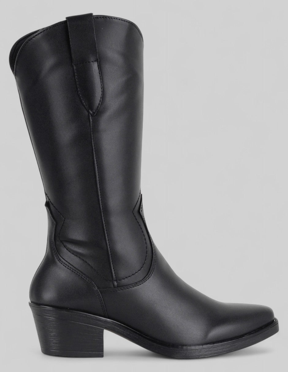 Botas tipo western West en Piel vegana – Negro