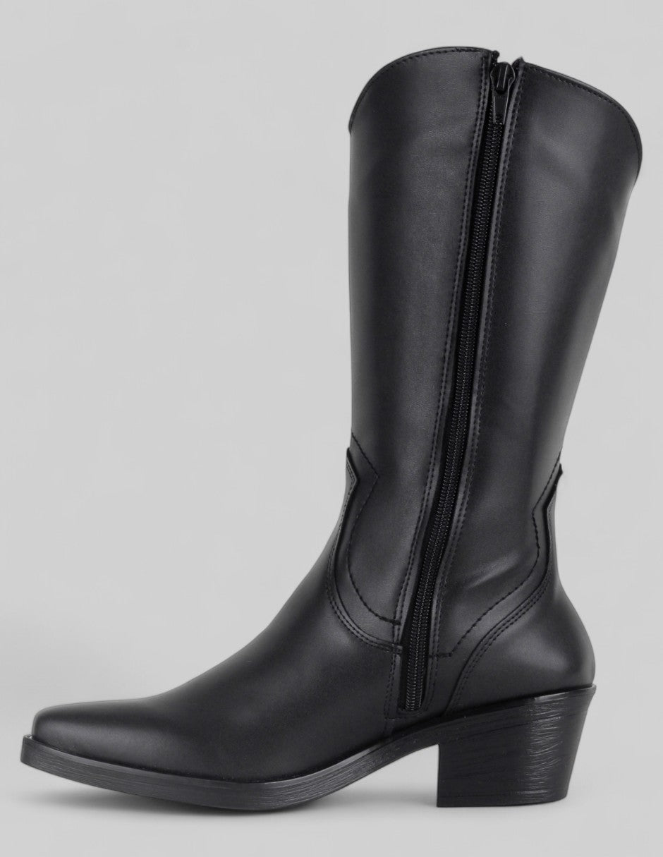Botas tipo western West en Piel vegana – Negro