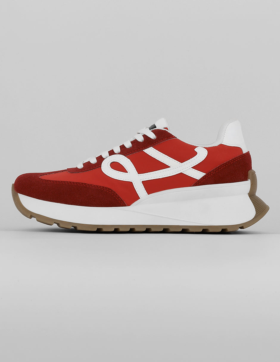 Tenis con cordones Exterior Textil Color Rojo Para Mujer De RBCOLLECTION