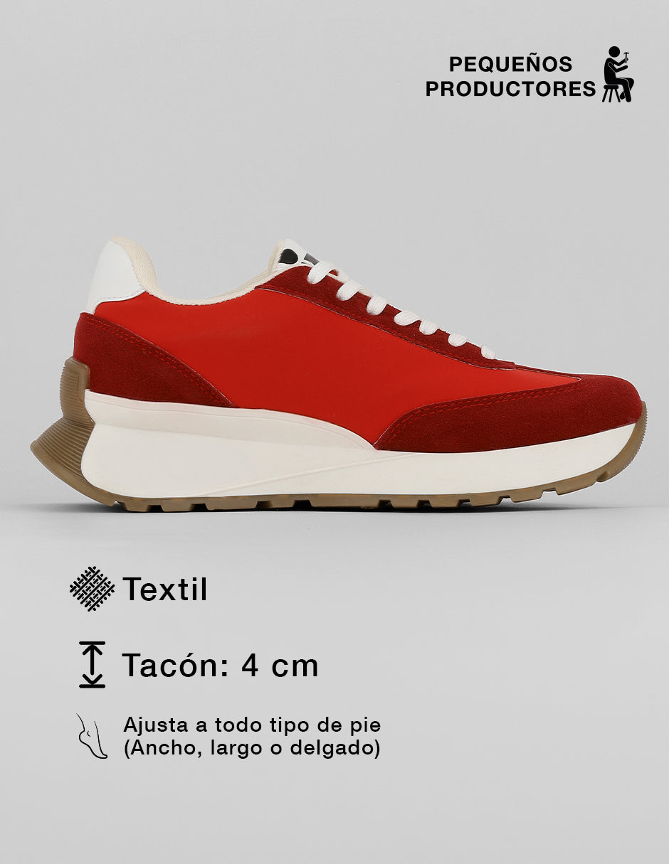 Tenis con cordones  Urban en Textil – Rojo