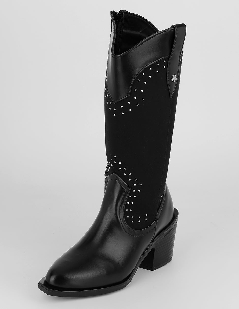 Botas tipo western West en Piel vegana – Negro