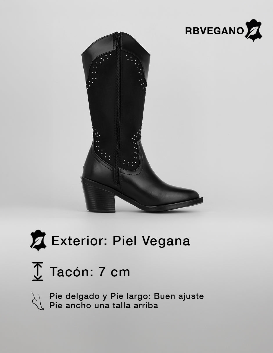 Botas tipo western West en Piel vegana – Negro