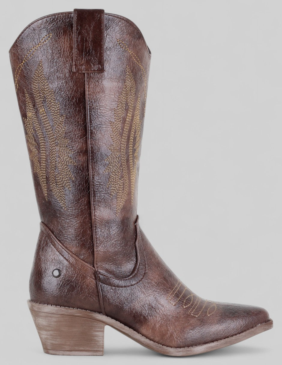 Botas tipo western West en Piel vegana – Café
