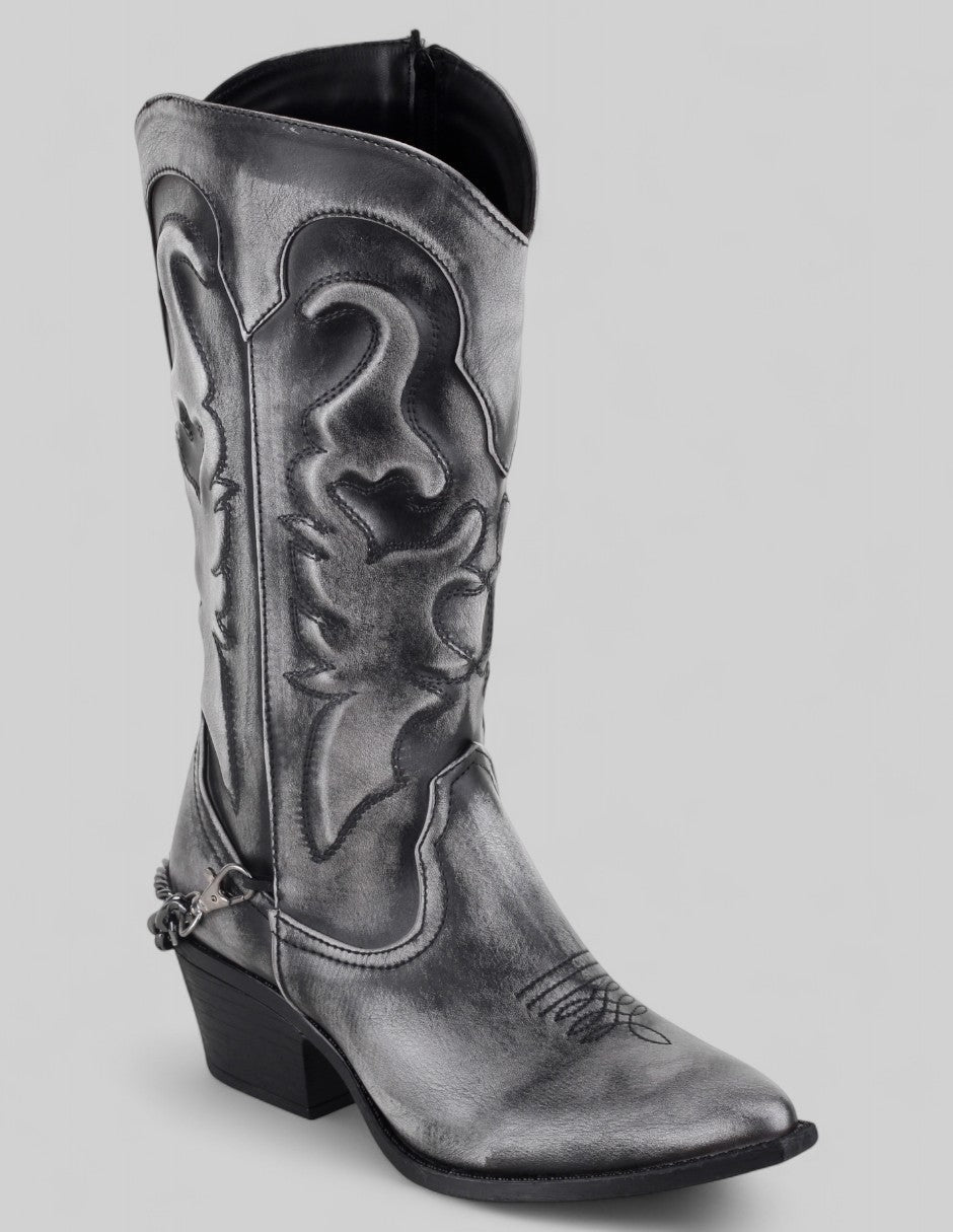 Botas tipo western Exterior Piel vegana Color Negro Para Mujer De RBCOLLECTION