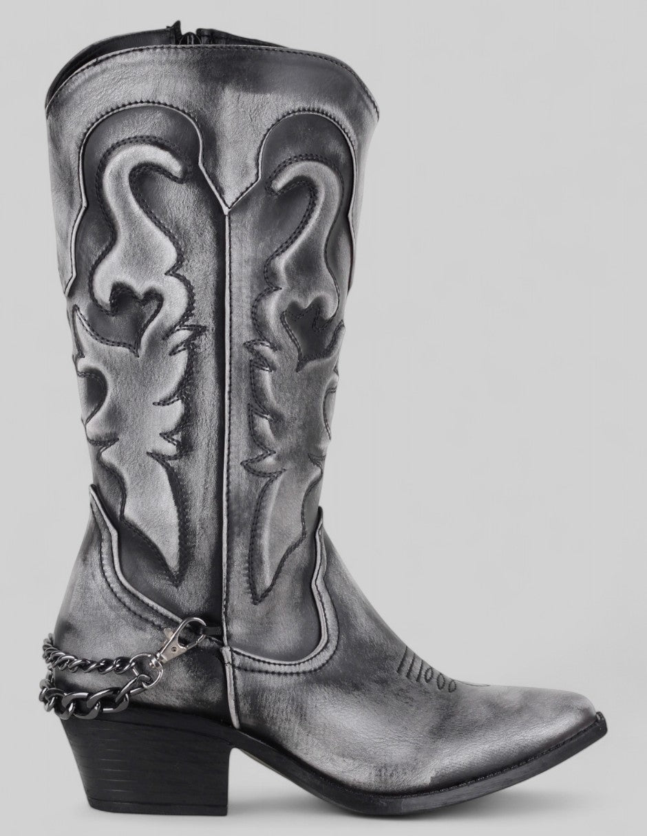 Botas tipo western West en Piel vegana – Negro