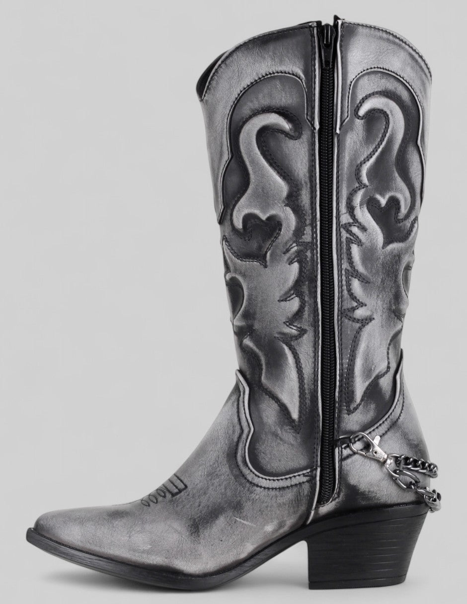 Botas tipo western West en Piel vegana – Negro