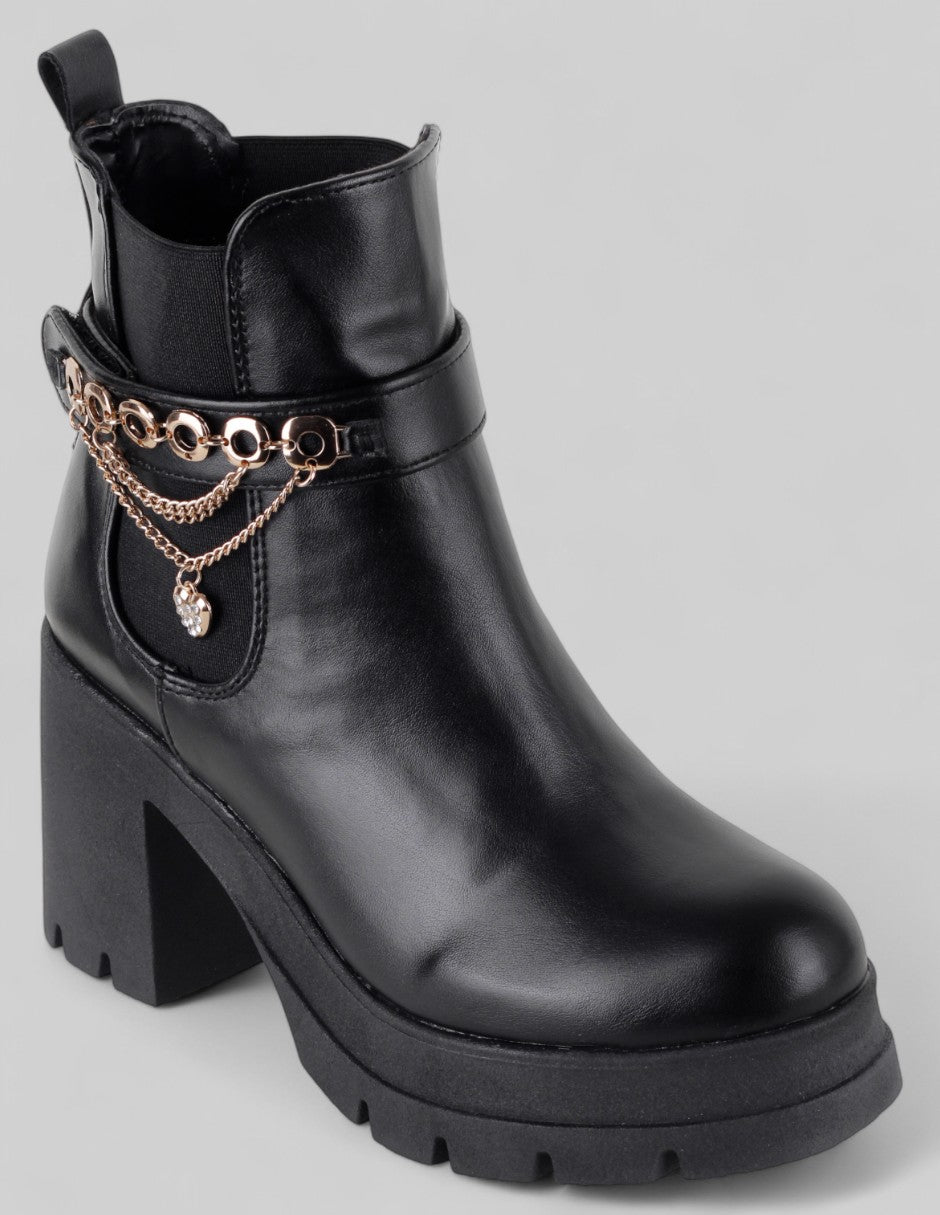 Botín con tacón Exterior Piel vegana Color Negro Para Mujer De RBCOLLECTION