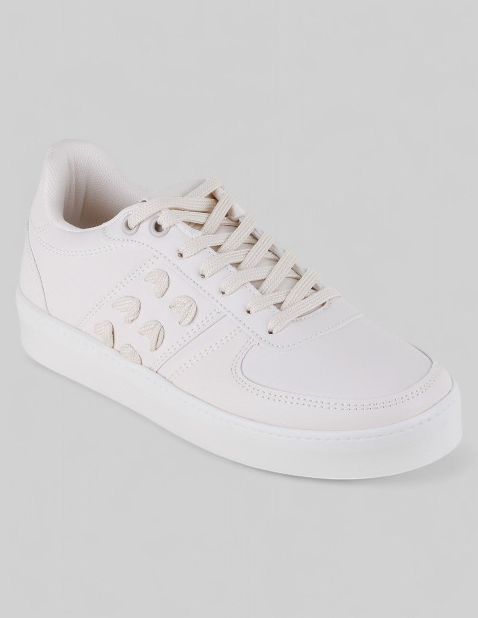 Tenis con cordones Exterior Piel vegana Color Beige Para Mujer De RBCOLLECTION