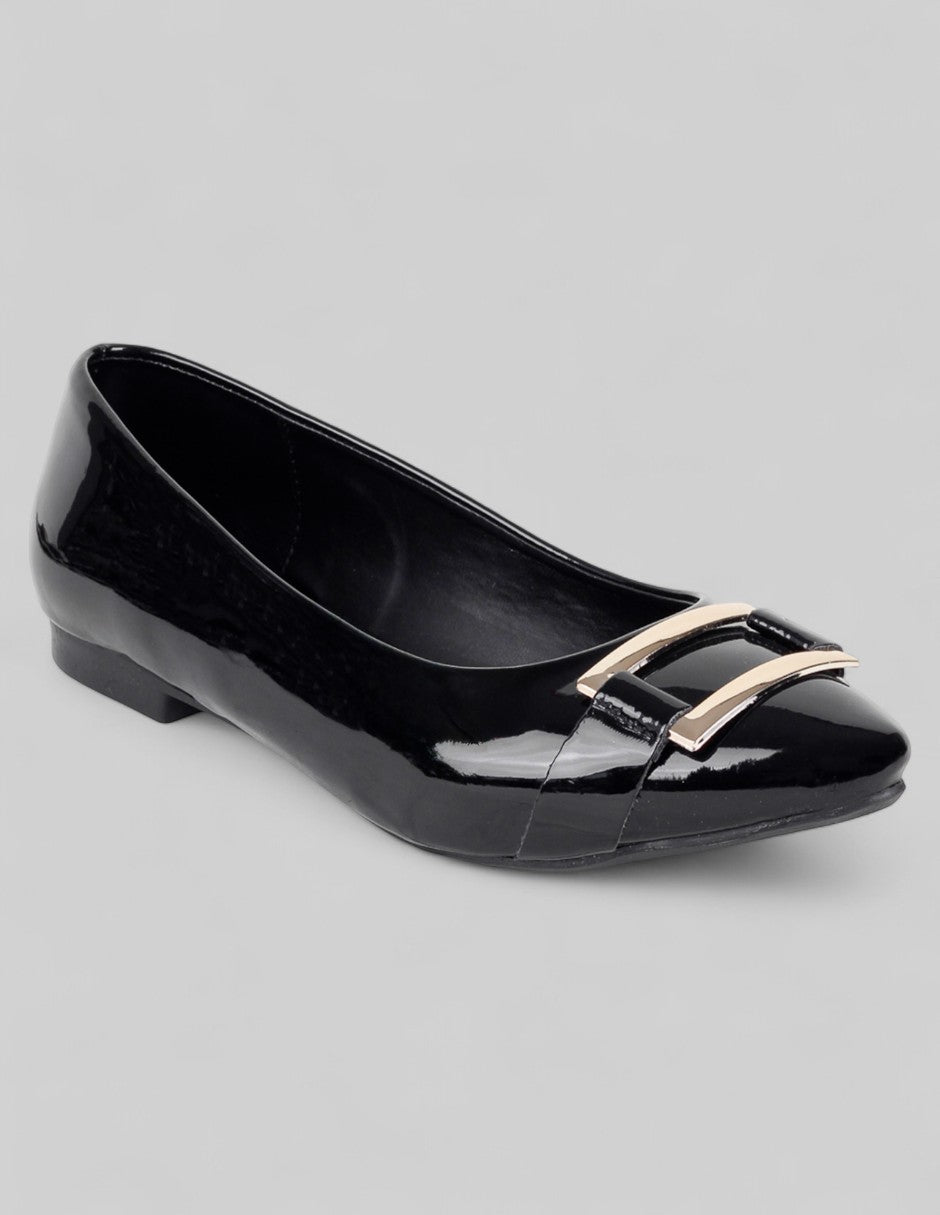Flats puntales Exterior Charol Color Negro Para Mujer De RBCOLLECTION
