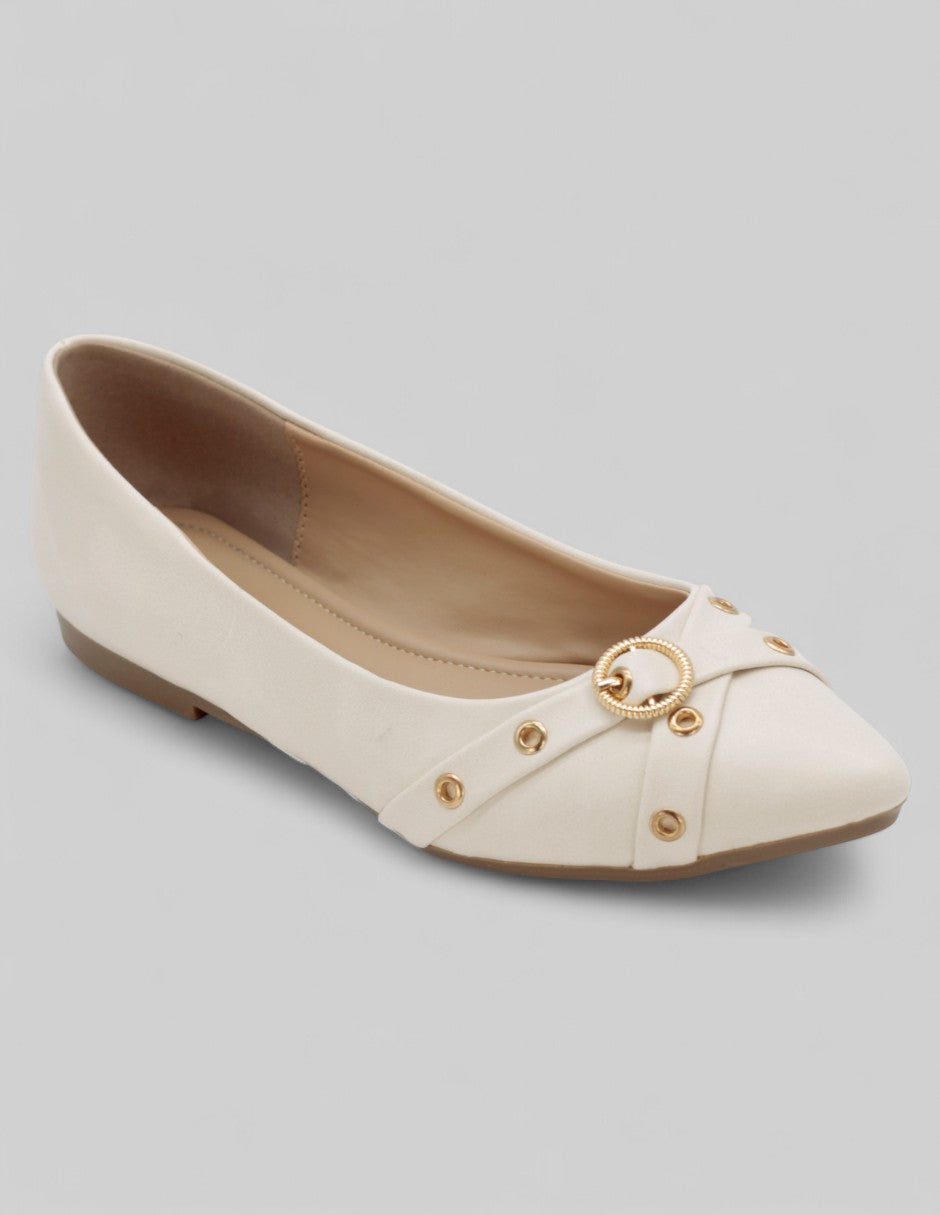 Flats puntales Exterior Piel vegana Color Beige Para Mujer De RBCOLLECTION