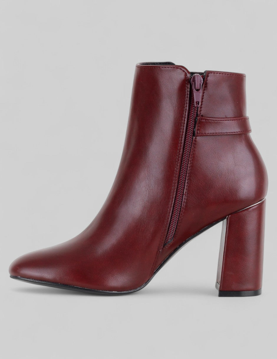 Botín con tacón Delta en Piel vegana – Rojo