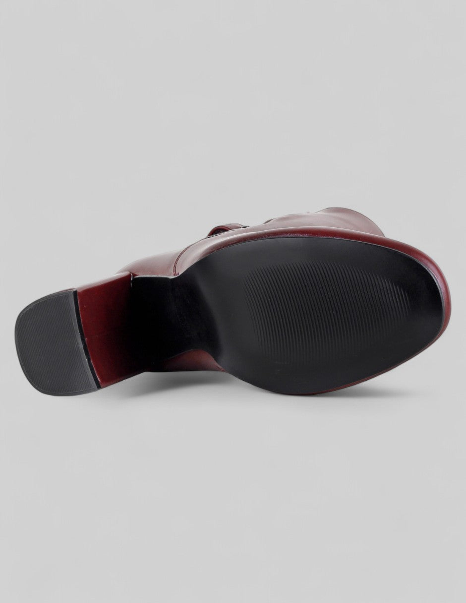 Botín con tacón Delta en Piel vegana – Rojo