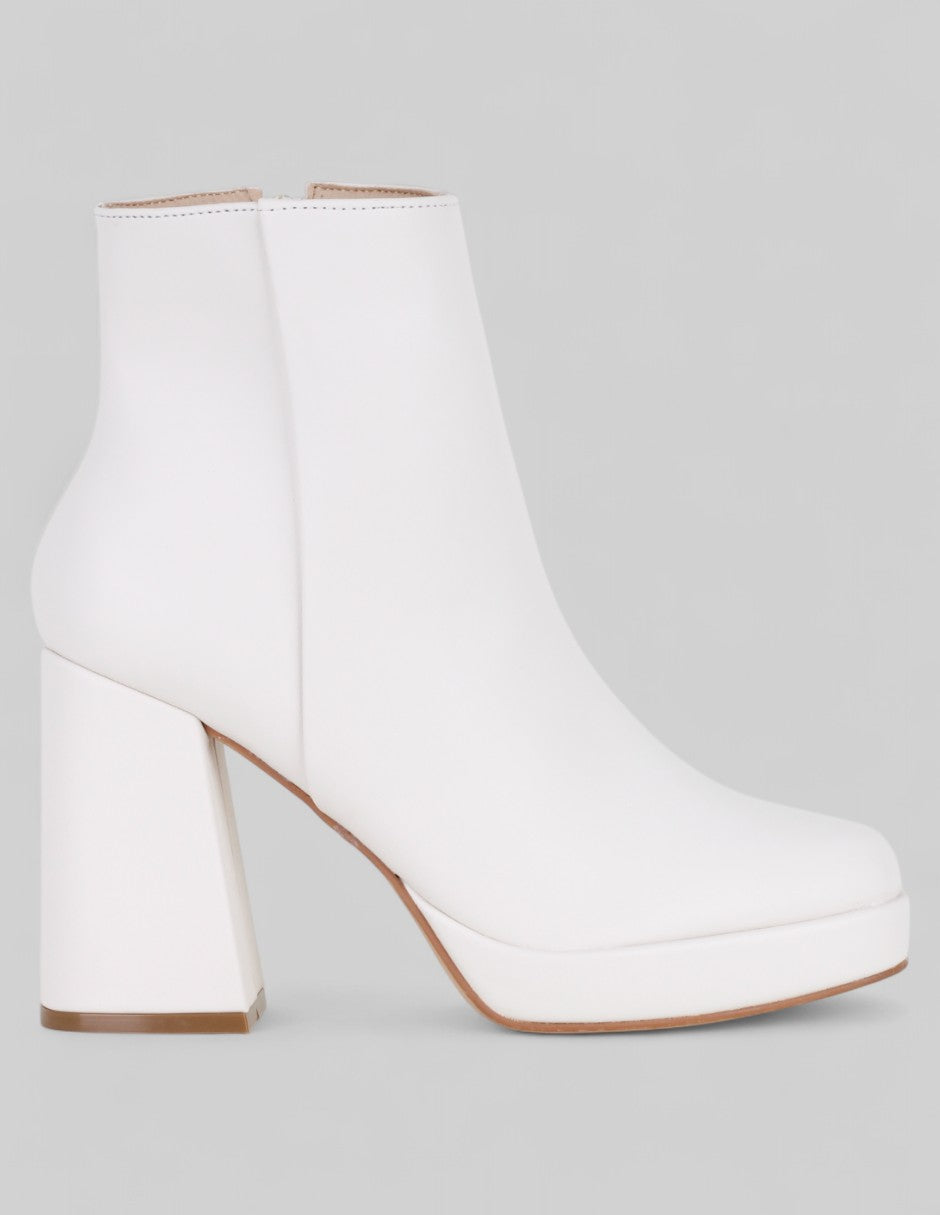 Botín con tacón Aurora en Piel vegana – Blanco