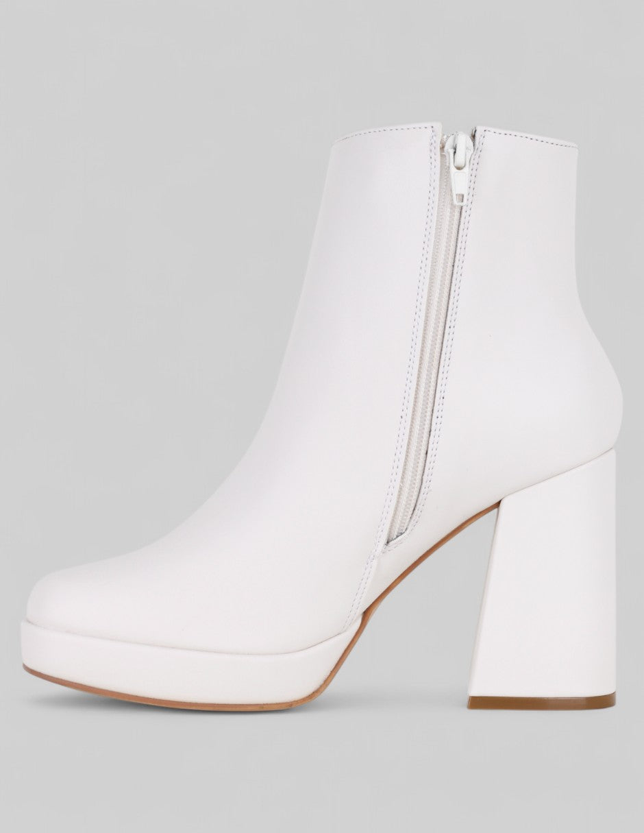 Botín con tacón Aurora en Piel vegana – Blanco