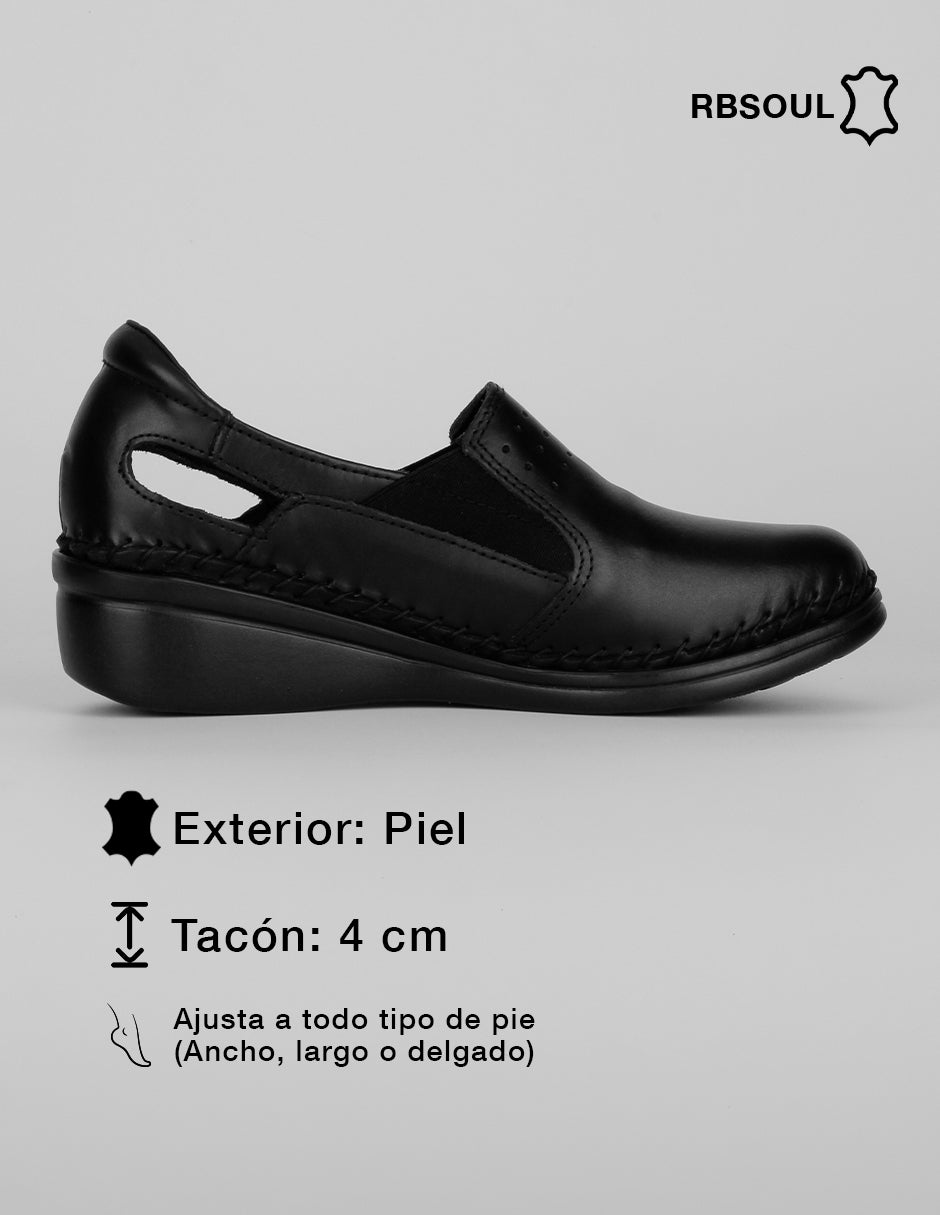 Tacón puente Hand made  en Piel  – Negro