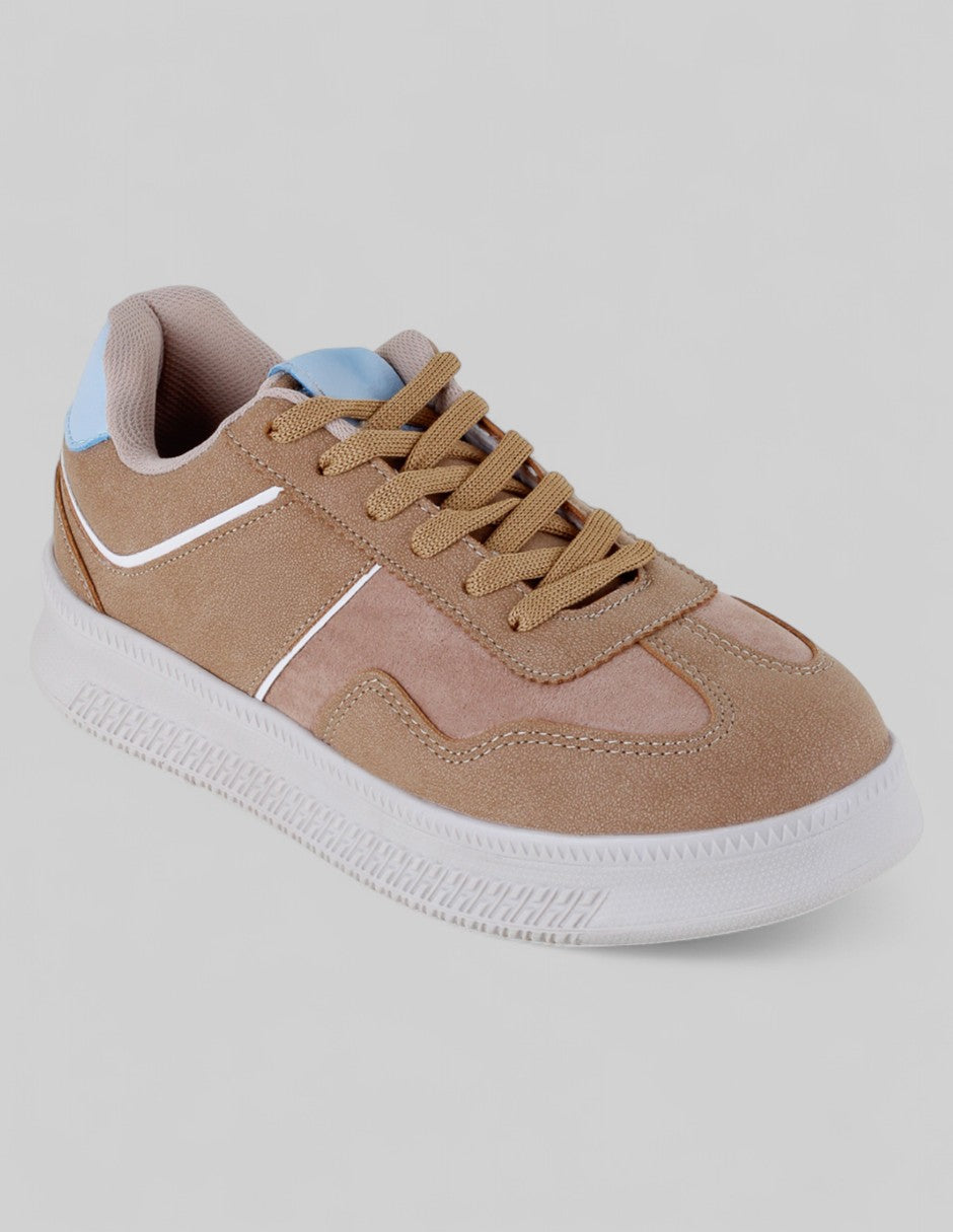 Tenis con cordones Exterior Piel vegana Color Café Para Mujer De RBCOLLECTION