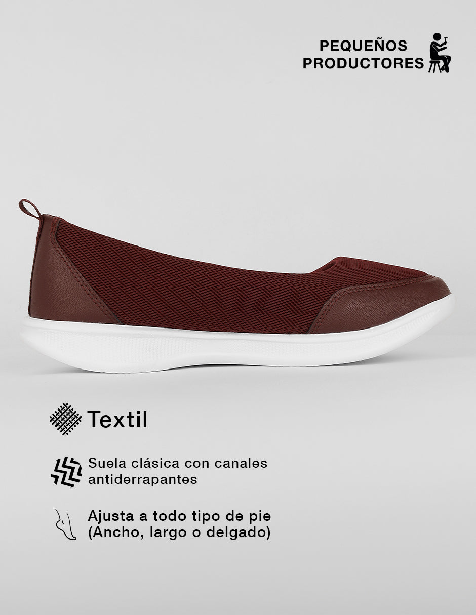 Zapatos de confort Comfy en Textil – Rojo