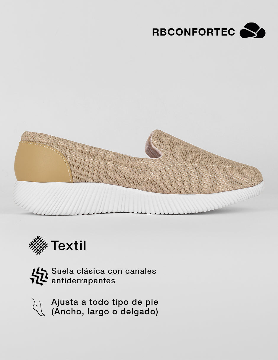 Mocasines Comfy en Textil – Beige