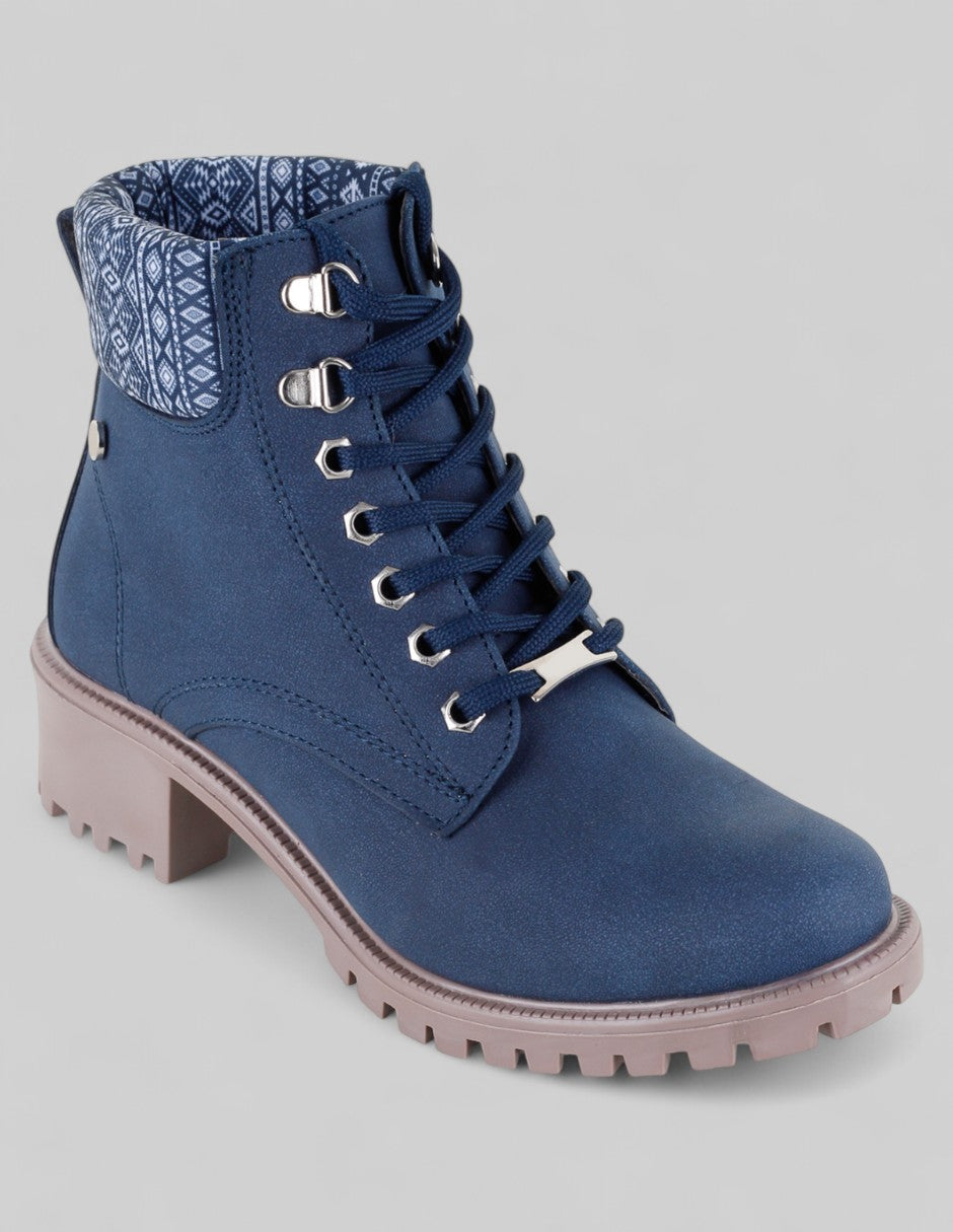 Botín con tacón Exterior Sintético Color Marino Para Mujer De RBCOLLECTION