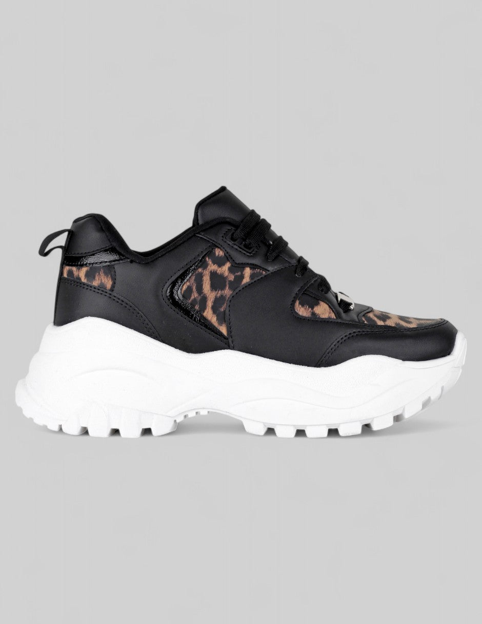Tenis tipo deportivo  Chunk en Piel vegana – Negro