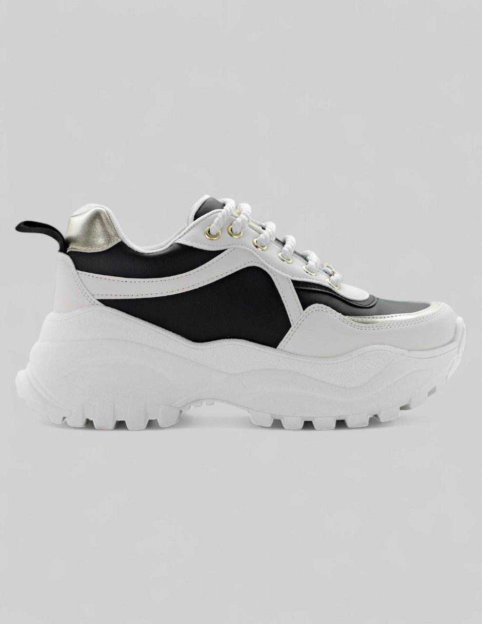 Tenis tipo deportivo Chunk en Piel vegana – Beige