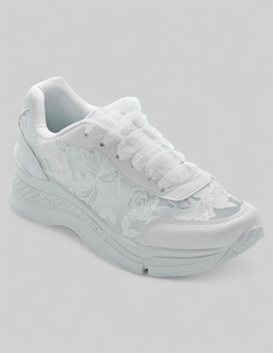 Tenis con cordones Exterior Textil Color Blanco Para Mujer De RBCOLLECTION