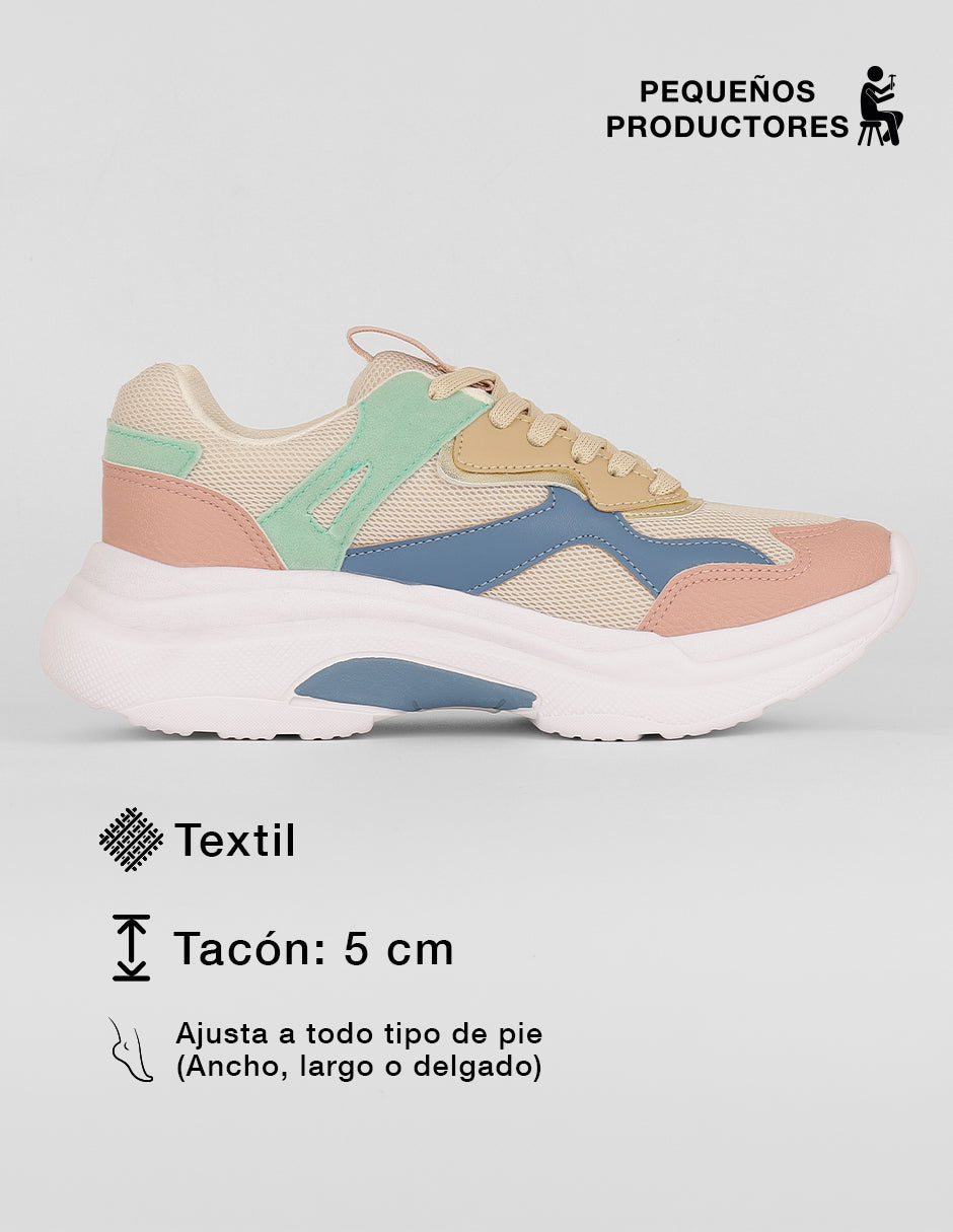Tenis tipo deportivo  Chunk en Textil – Multicolor