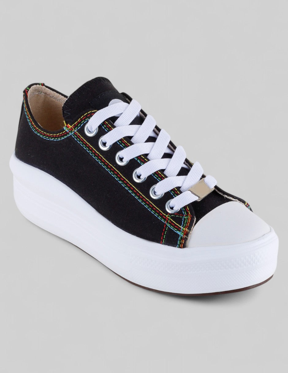 Tenis con cordones Exterior Textil Color Negro Para Mujer De RBCOLLECTION