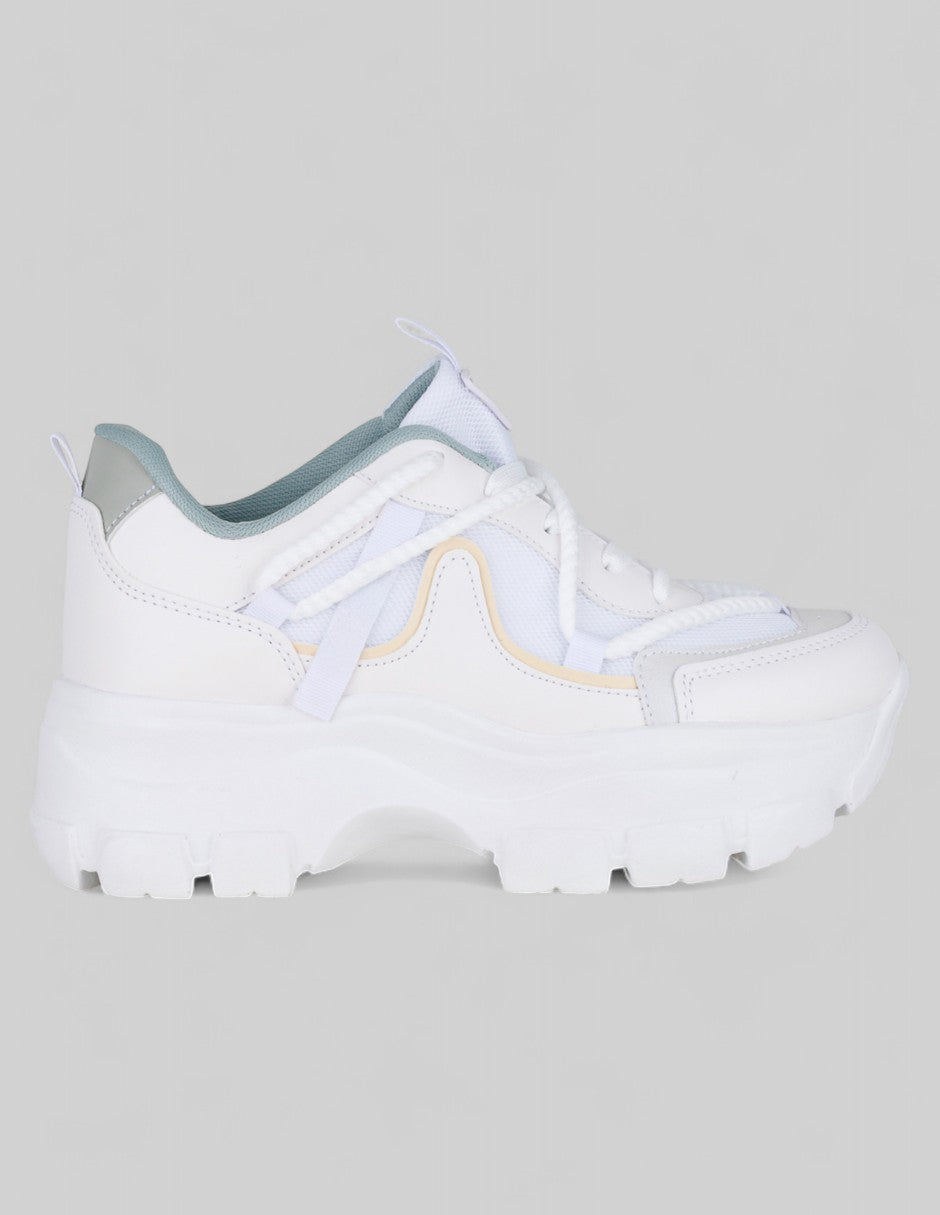 Tenis tipo deportivo  Chunk en Piel vegana – Blanco