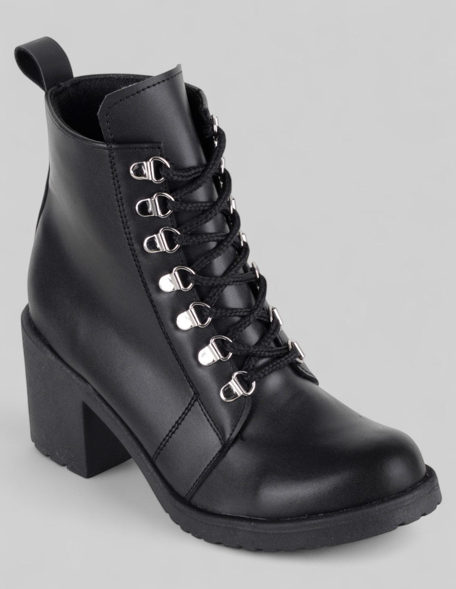 Botín con tacón Exterior Piel vegana Color Negro Para Mujer De RBCOLLECTION