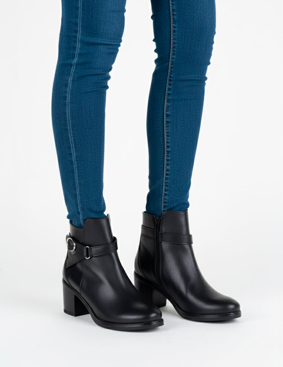 Botín con tacón Aurora en Piel vegana – Negro