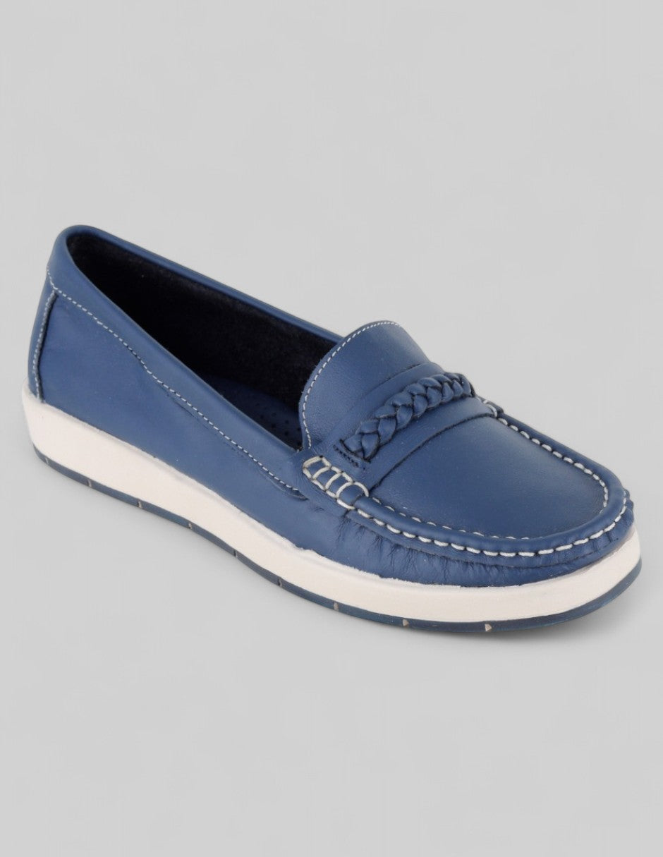 Mocasines Exterior Piel Color Azul Para Mujer De RBCOLLECTION