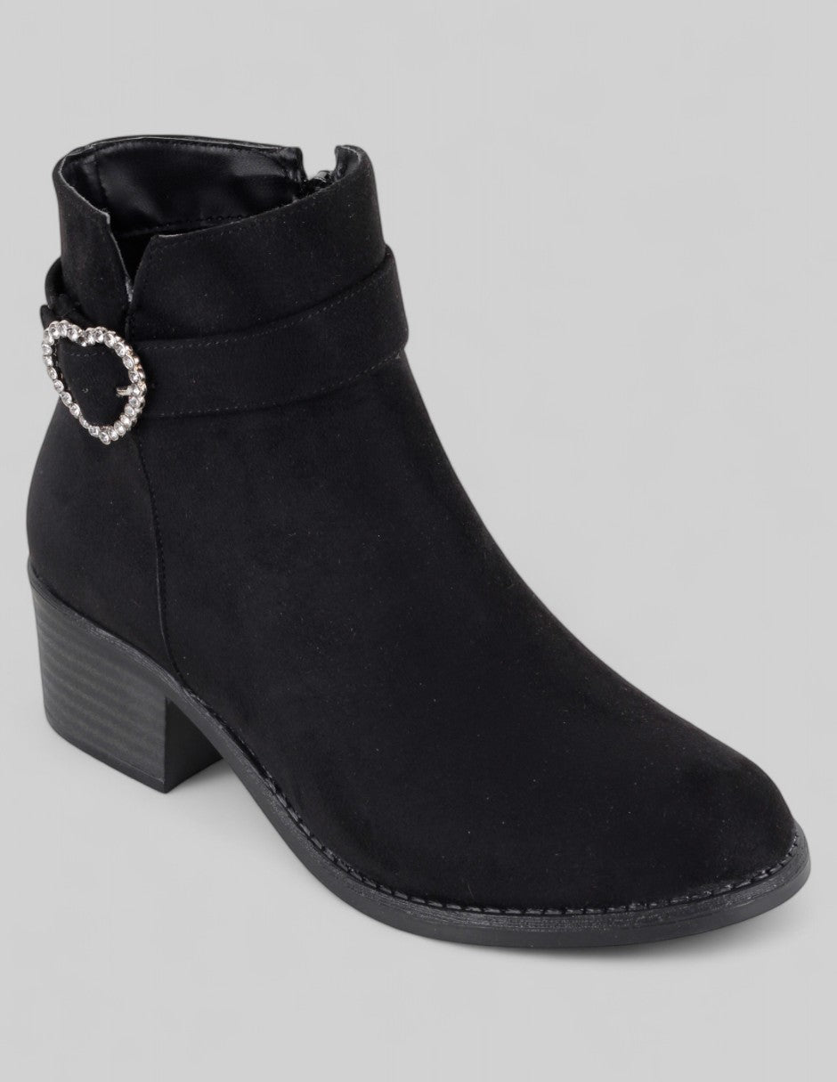 Botín con tacón Exterior Gamuza Color Negro Para Mujer De RBCOLLECTION