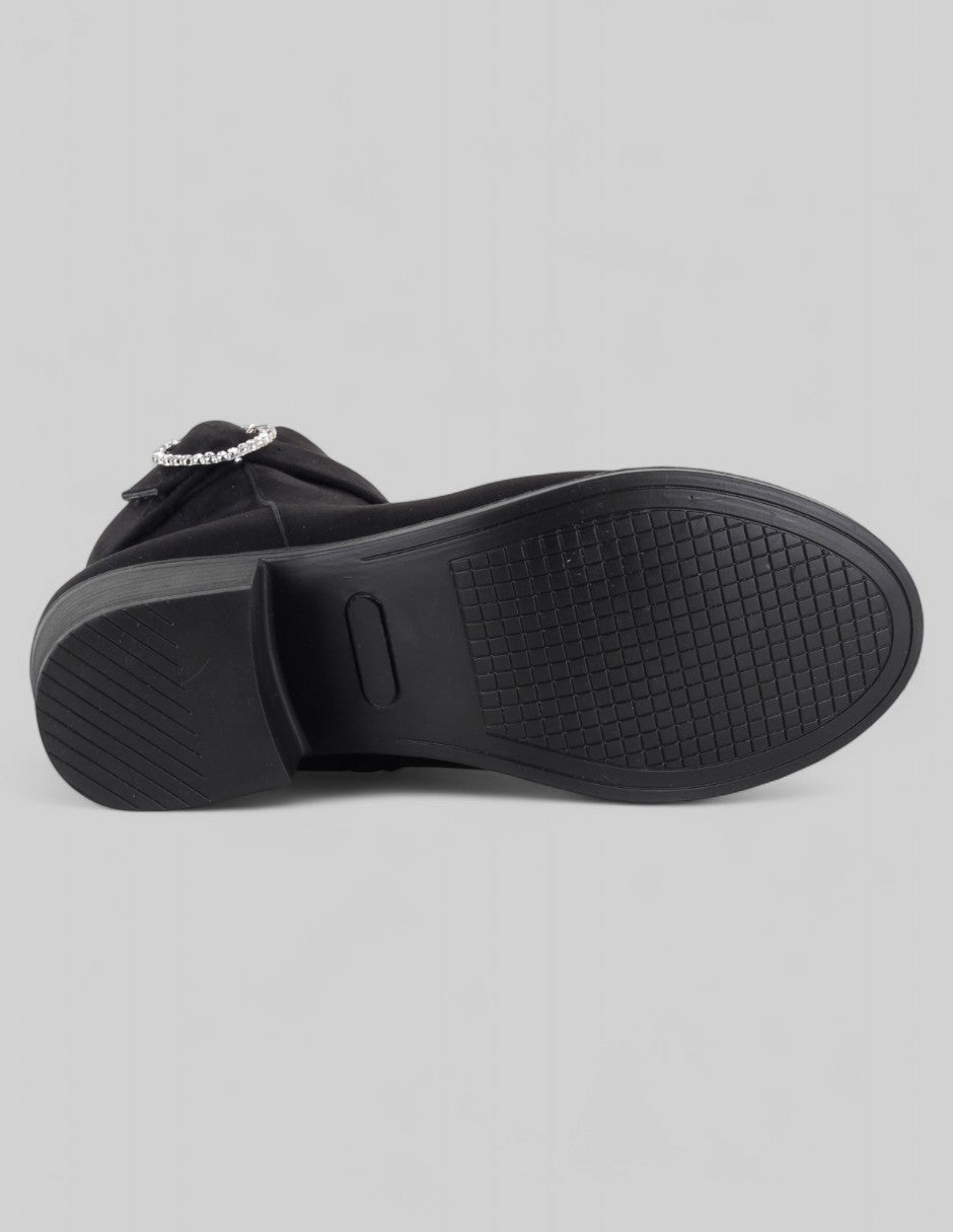 Botín con tacón Aurora en Gamuza – Negro