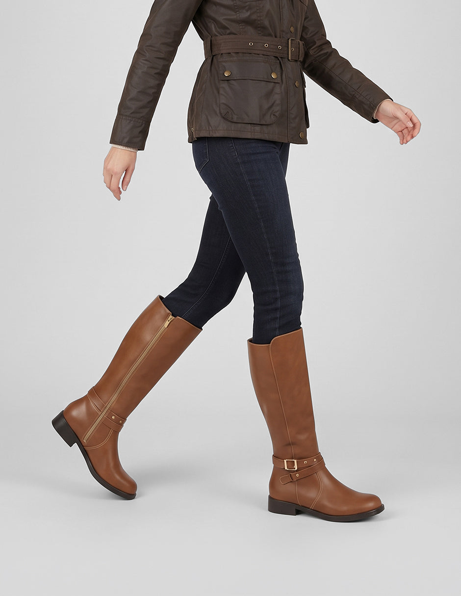 Botas altas Walk en Piel vegana – Café