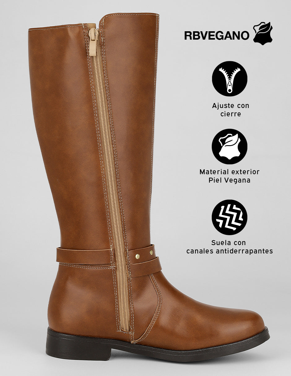 Botas altas Walk en Piel vegana – Café