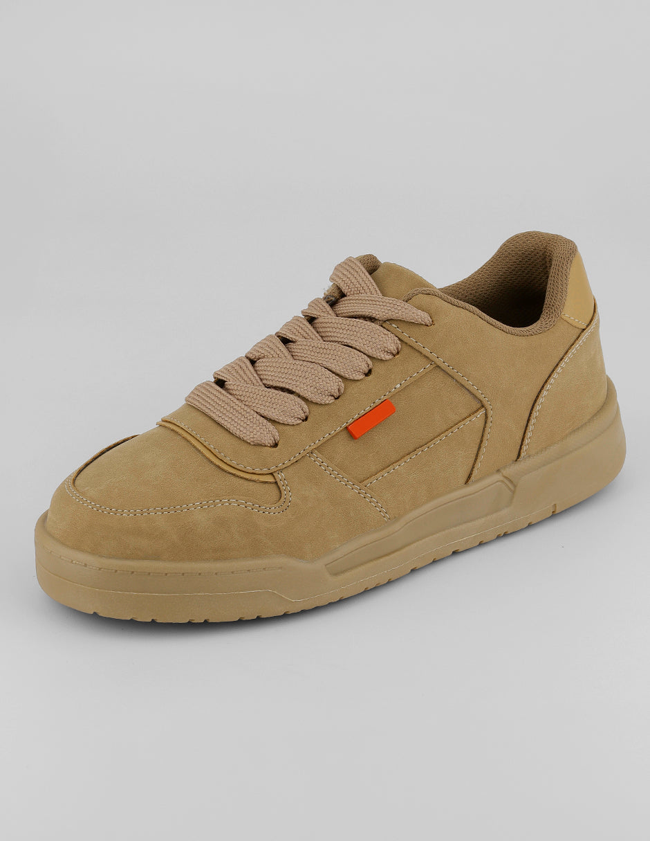 Tenis con cordones  Urban en Piel vegana – Beige