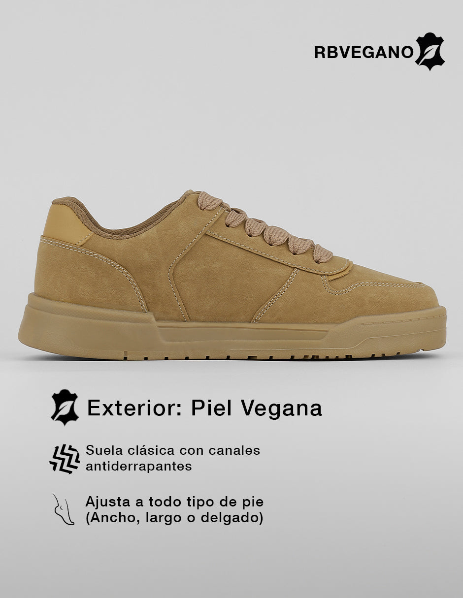 Tenis con cordones  Urban en Piel vegana – Beige
