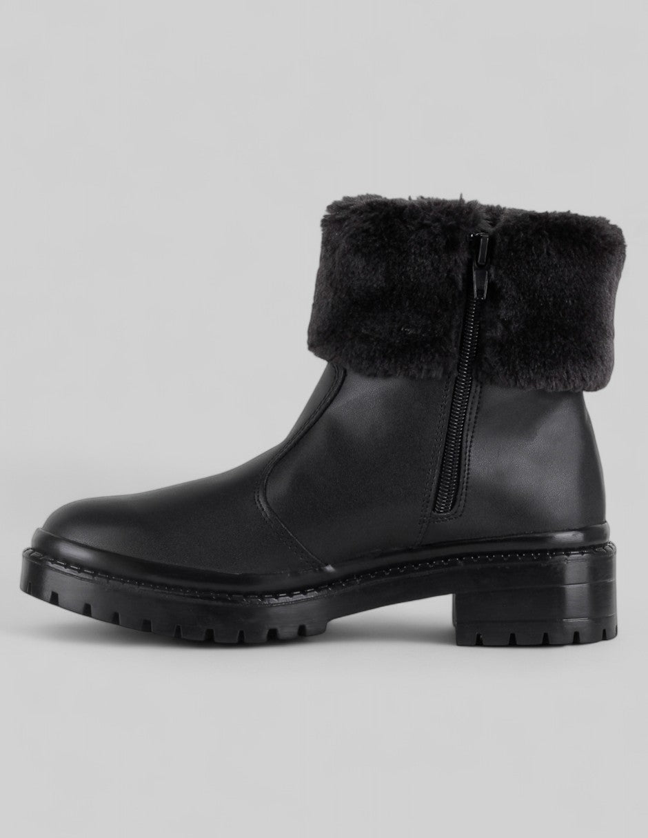 Botas casuales Cozy en Piel vegana – Negro
