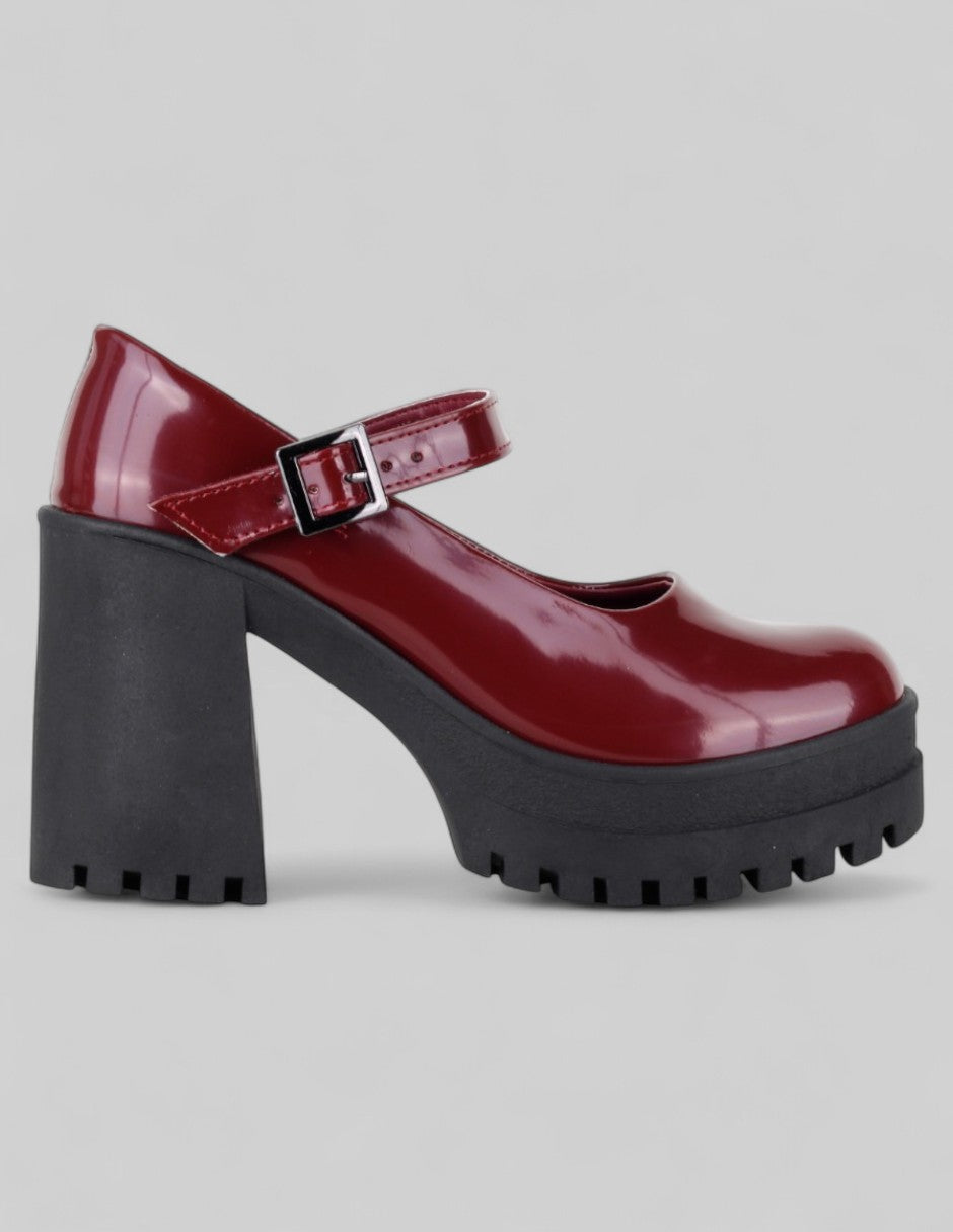 Mary jane Ferm en Piel vegana – Rojo