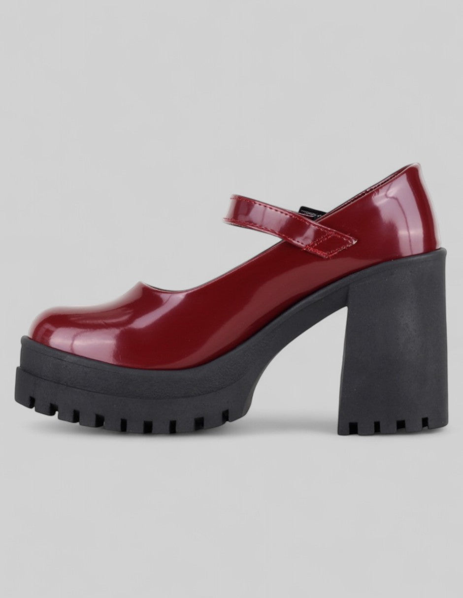 Mary jane Ferm en Piel vegana – Rojo