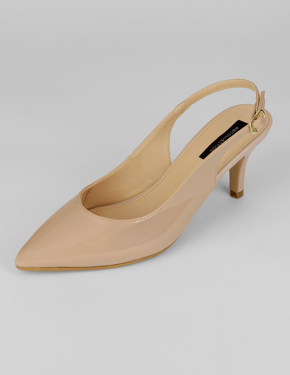 Zapatillas Slingback en Charol – Beige