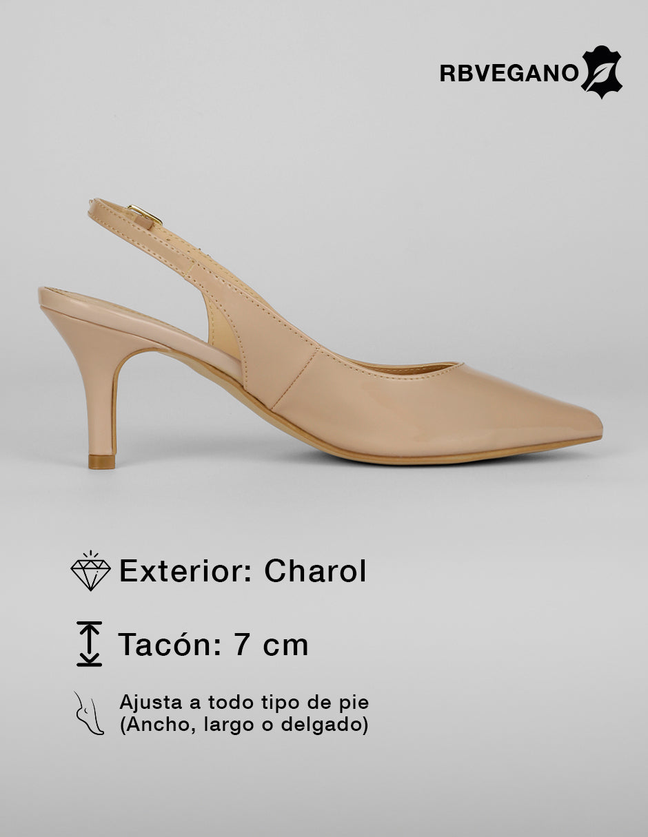 Zapatillas Slingback en Charol – Beige
