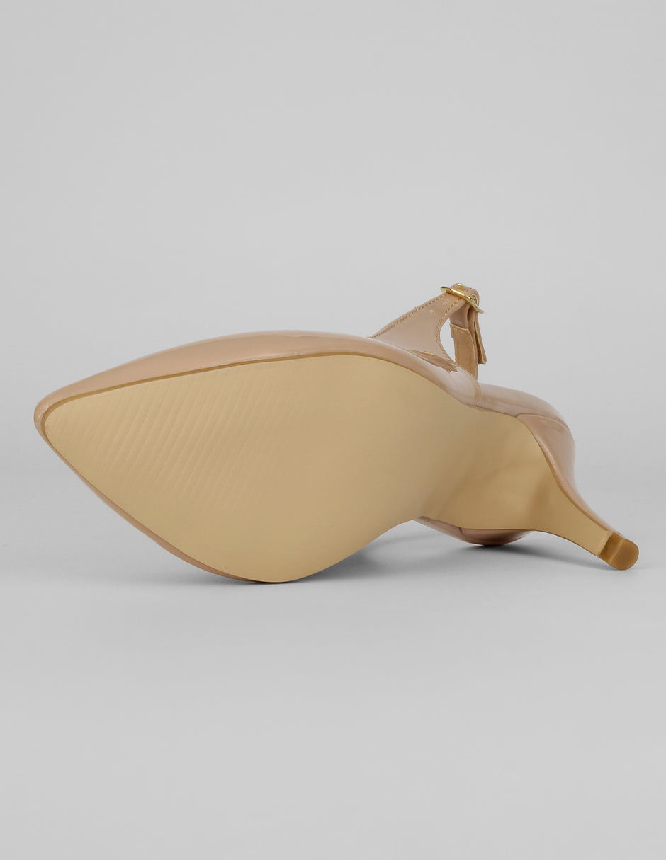 Zapatillas Slingback en Charol – Beige