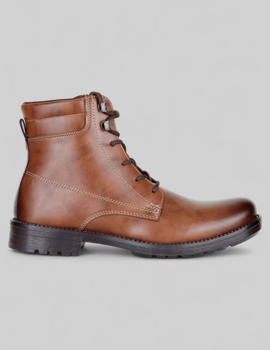 Botas casuales Biker en Piel vegana – Café