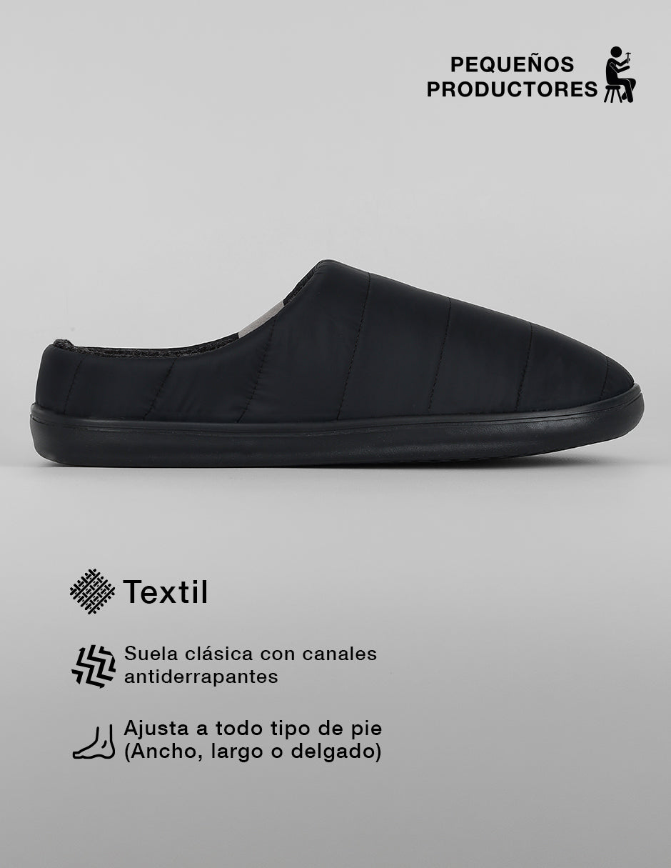 Pantuflas Sleep en Textil – Negro